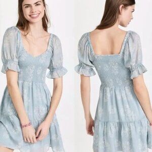 Madewell Silk Lucie Smocked Mini Dress
